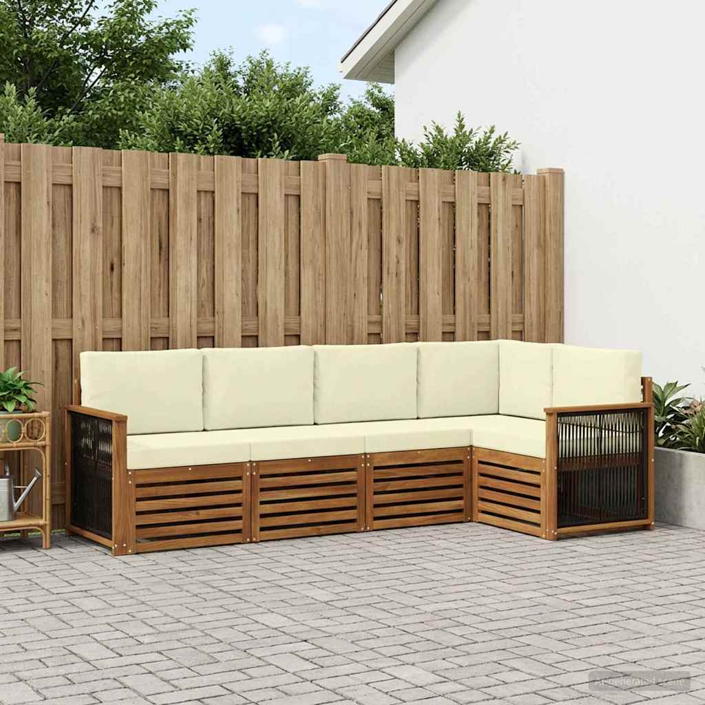 Outdoor-Sofagarnitur 4 stk. Natur und Creme