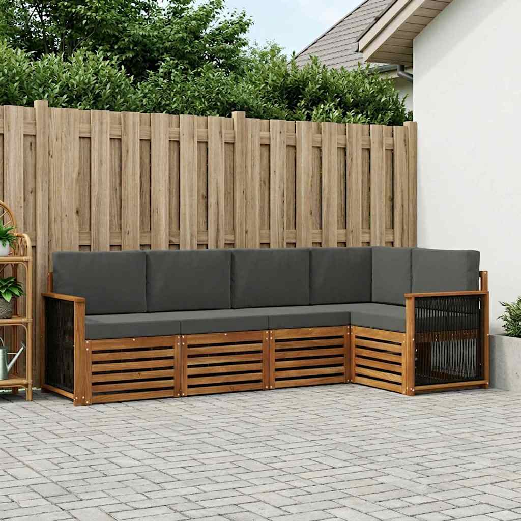 Outdoor-Sofagarnitur 4 stk. Natur und Anthrazit
