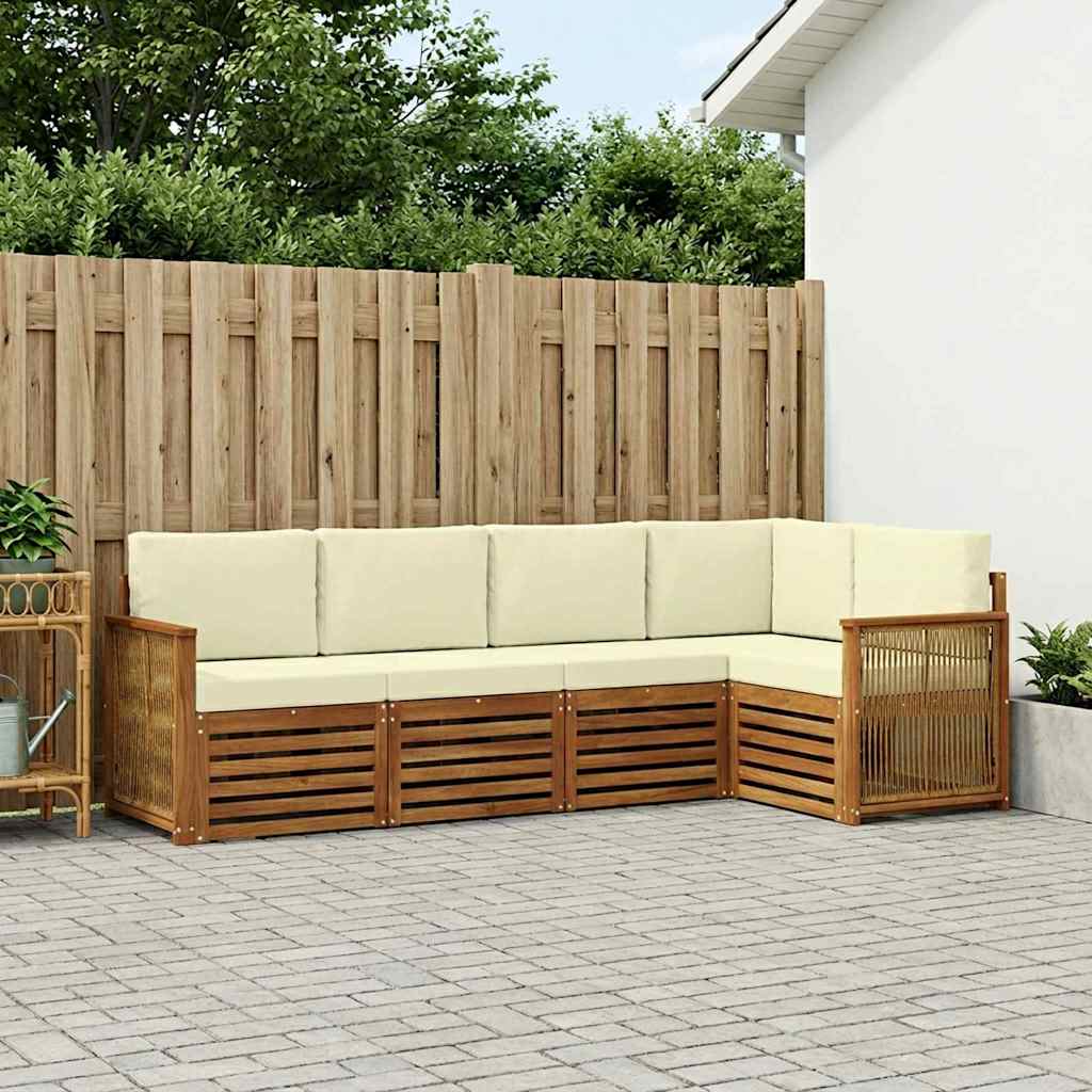 Outdoor-Sofagarnitur 4 stk. Natur und Creme