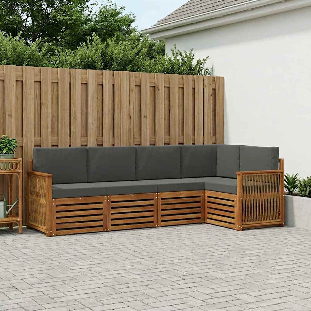 Outdoor-Sofagarnitur 4 stk. Natur und Anthrazit
