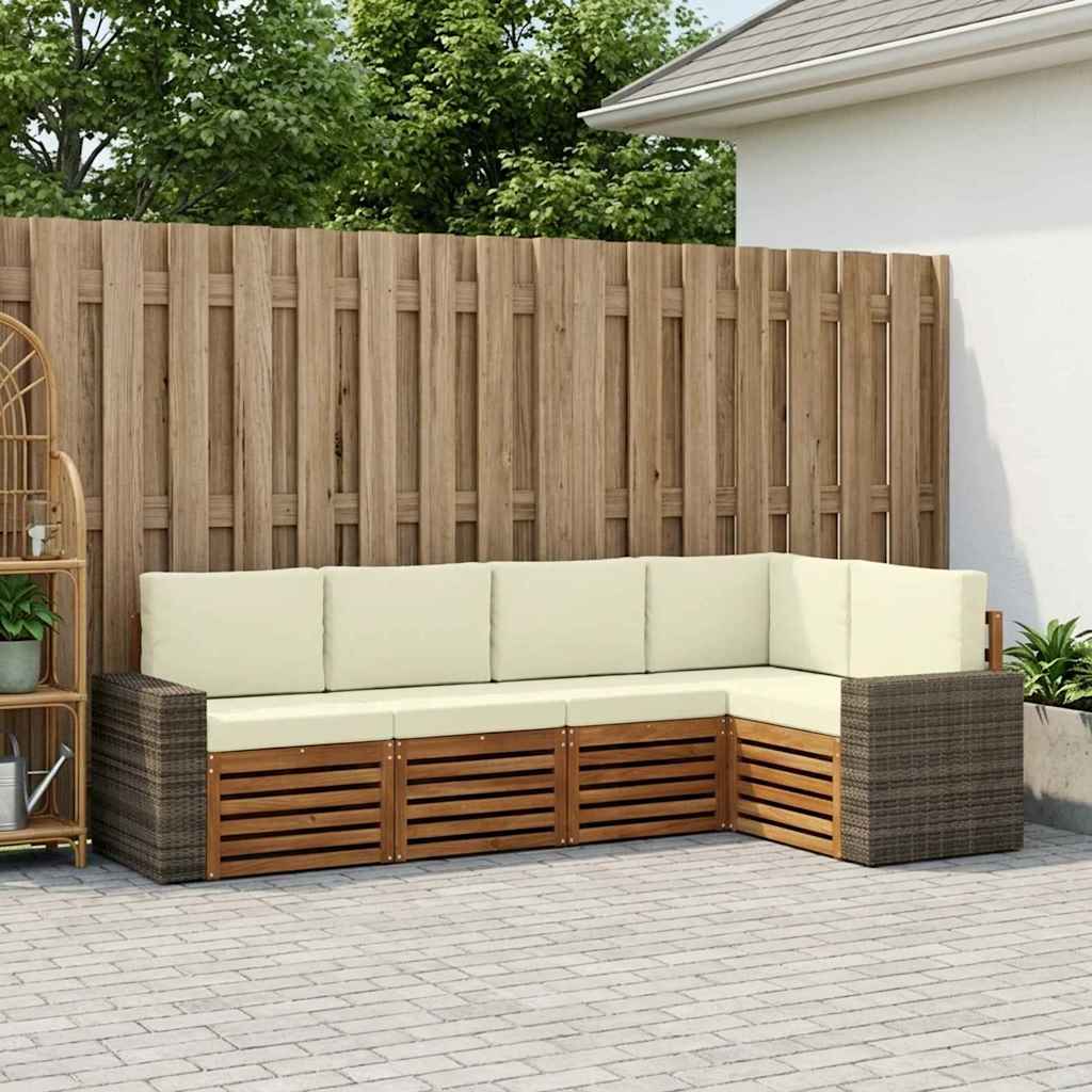 Outdoor-Sofagarnitur 5 stk. Natur und Creme Polyester
