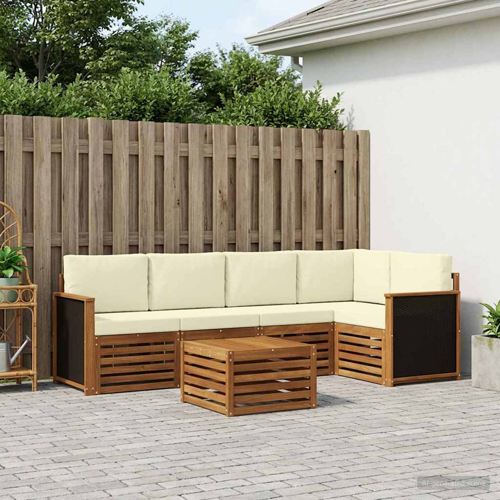 Outdoor-Sofagarnitur 5 stk. Natur und Creme