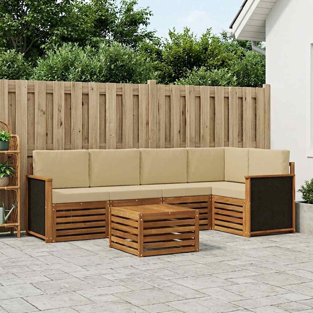 Outdoor-Sofagarnitur 5 stk. Natur