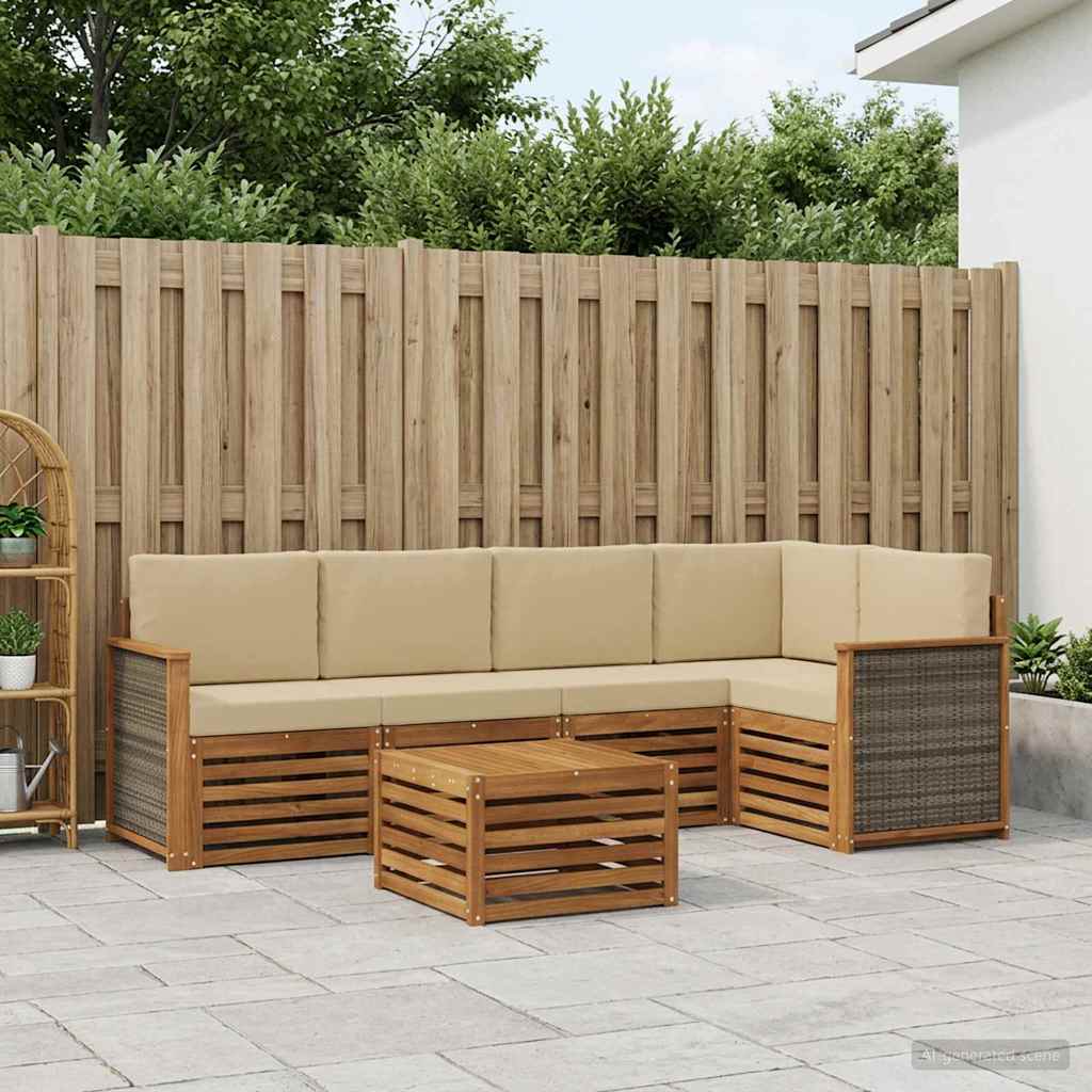 Outdoor-Sofagarnitur 5 stk. Natur
