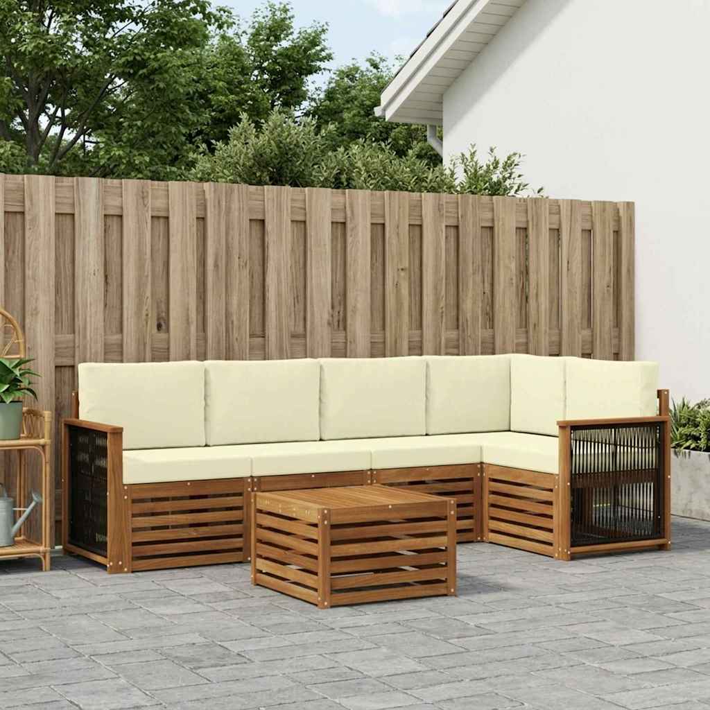 Outdoor-Sofagarnitur 5 stk. Natur und Creme