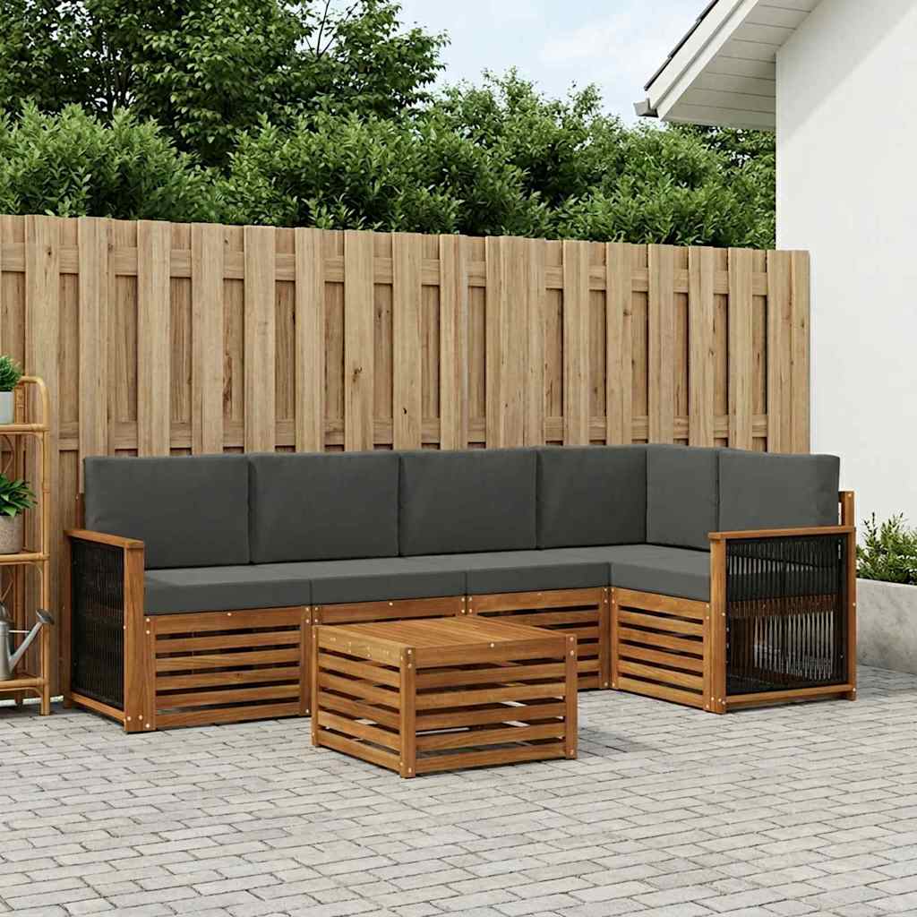Outdoor-Sofagarnitur 5 stk. Natur und Anthrazit