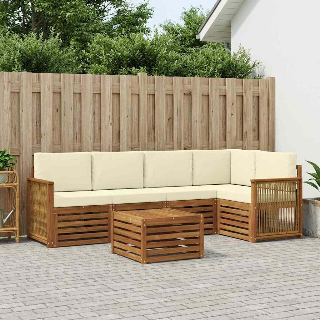 Outdoor-Sofagarnitur 5 stk. Natur und Creme
