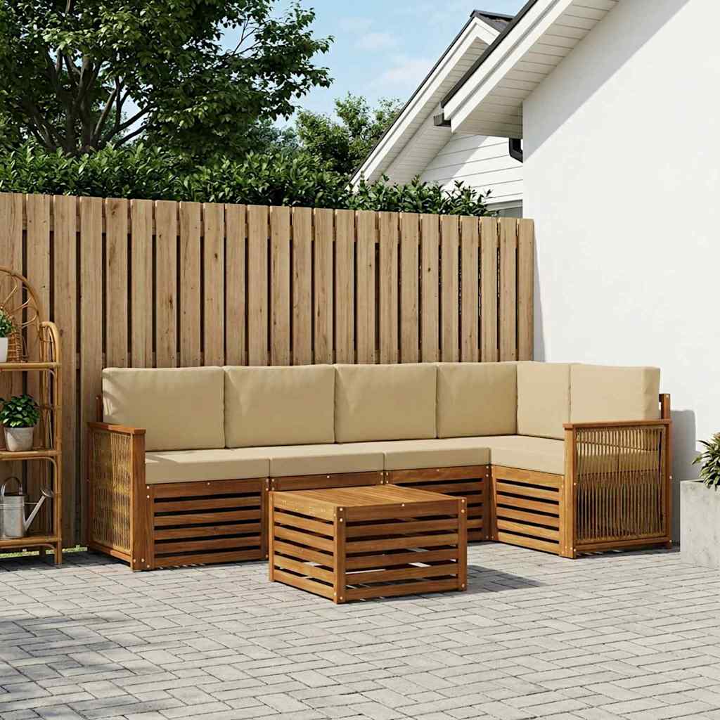 Outdoor-Sofagarnitur 5 stk. Natur