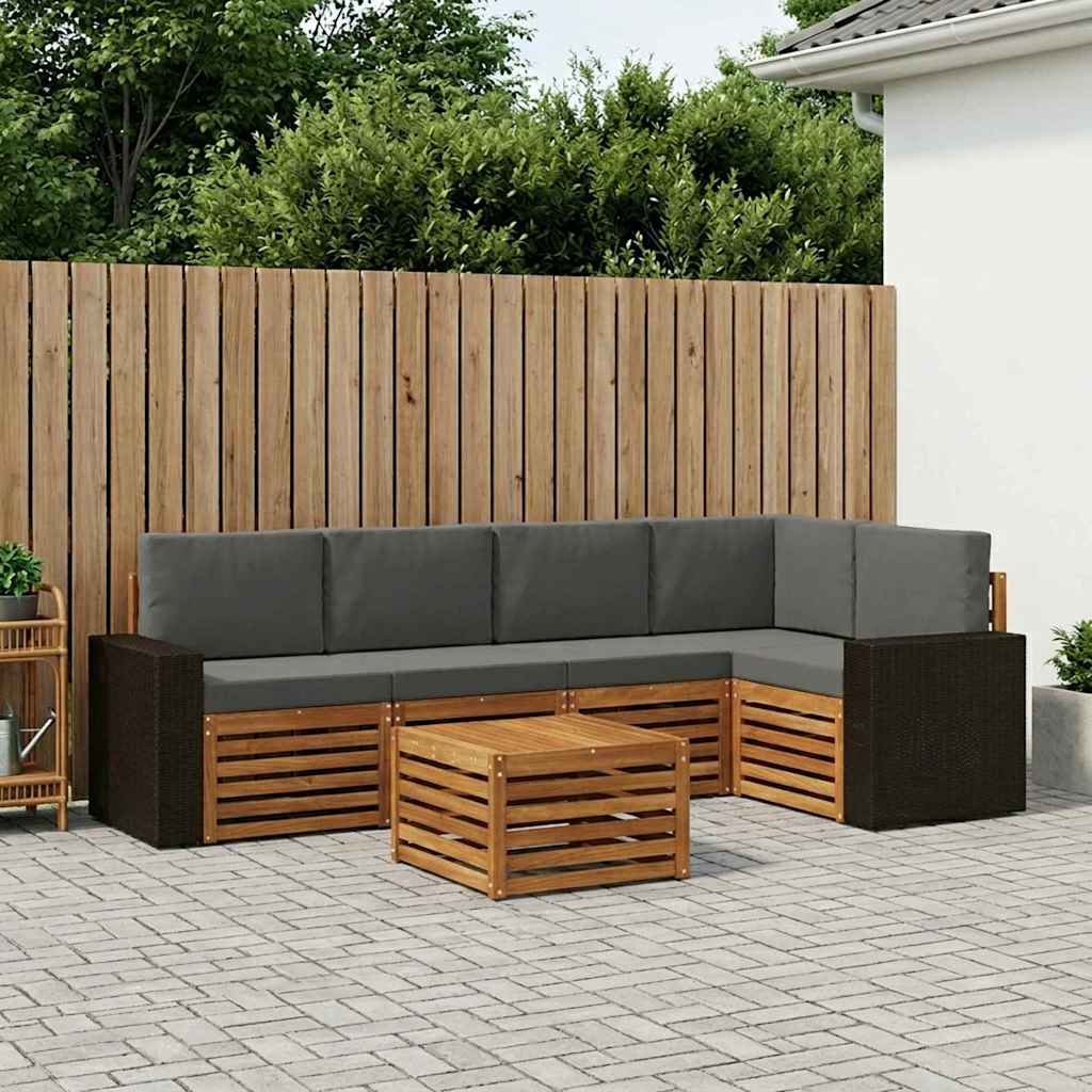 Outdoor-Sofagarnitur 6 stk. Natur und Anthrazit Polyester