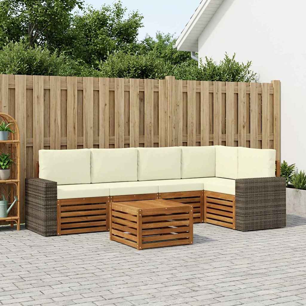 Outdoor-Sofagarnitur 6 stk. Natur und Creme Polyester