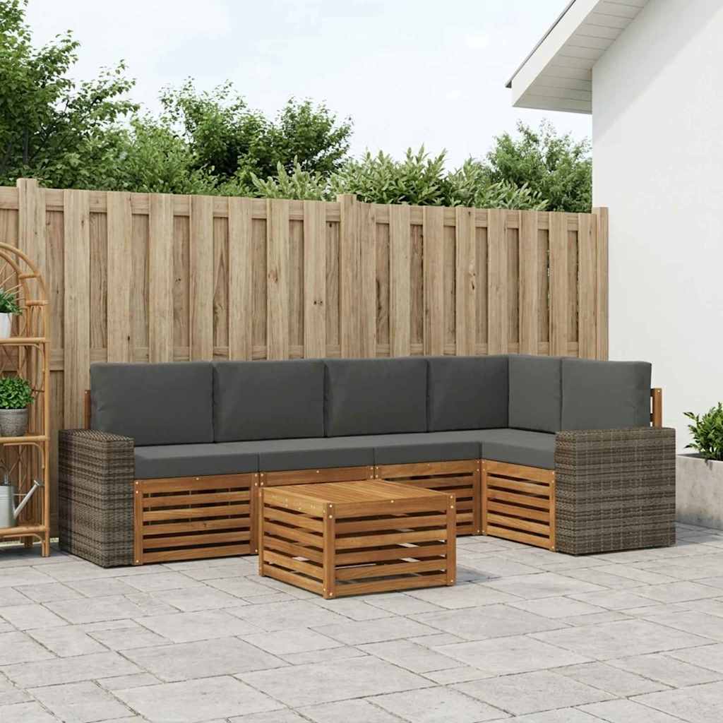 Outdoor-Sofagarnitur 6 stk. Natur und Anthrazit Polyester