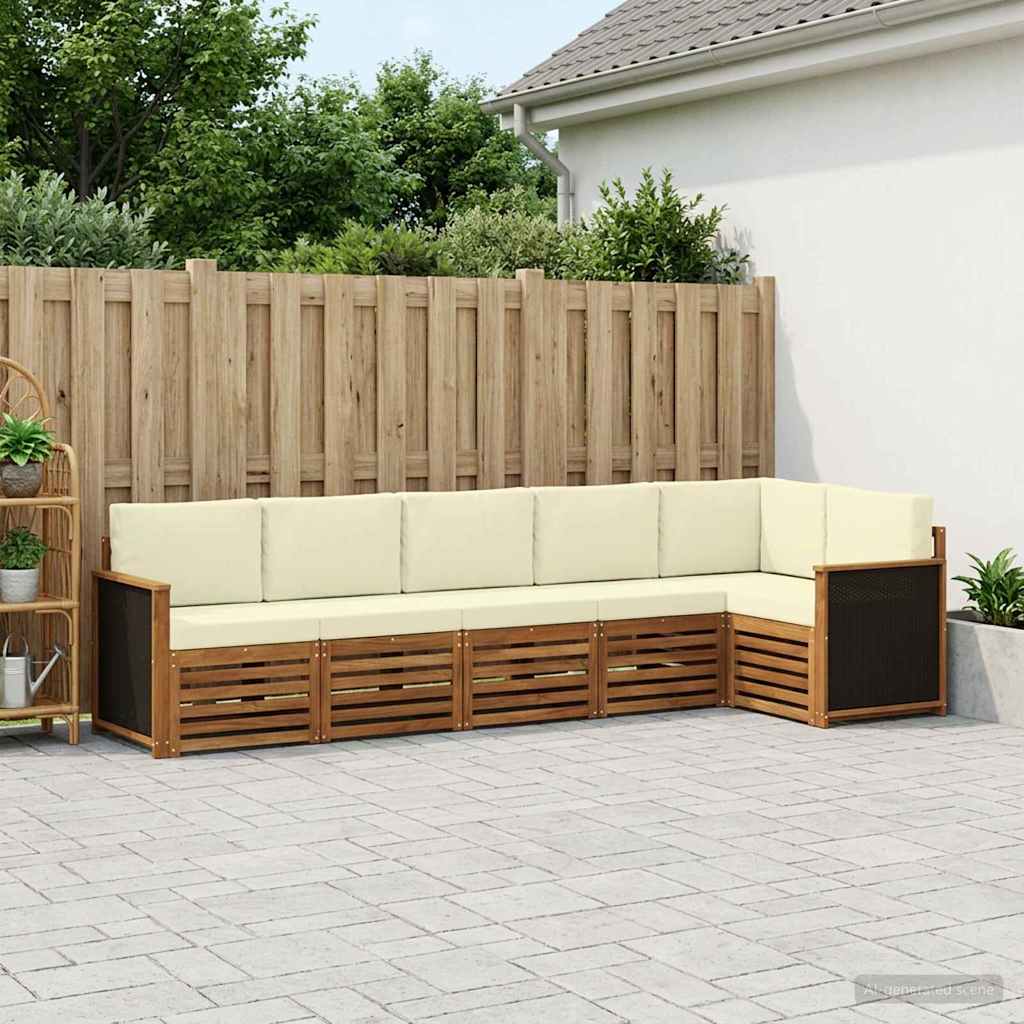 Outdoor-Sofagarnitur 5 stk. Natur und Creme