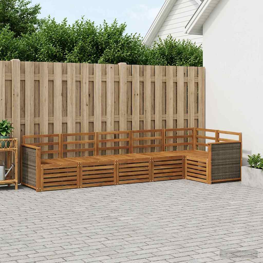 Outdoor-Sofagarnitur 5 stk. Natur Massivholz Akazie