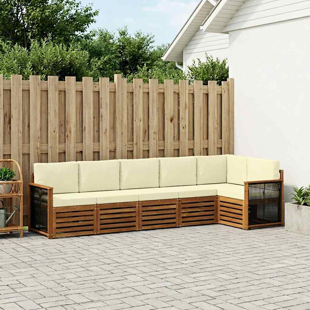 Outdoor-Sofagarnitur 5 stk. Natur und Creme