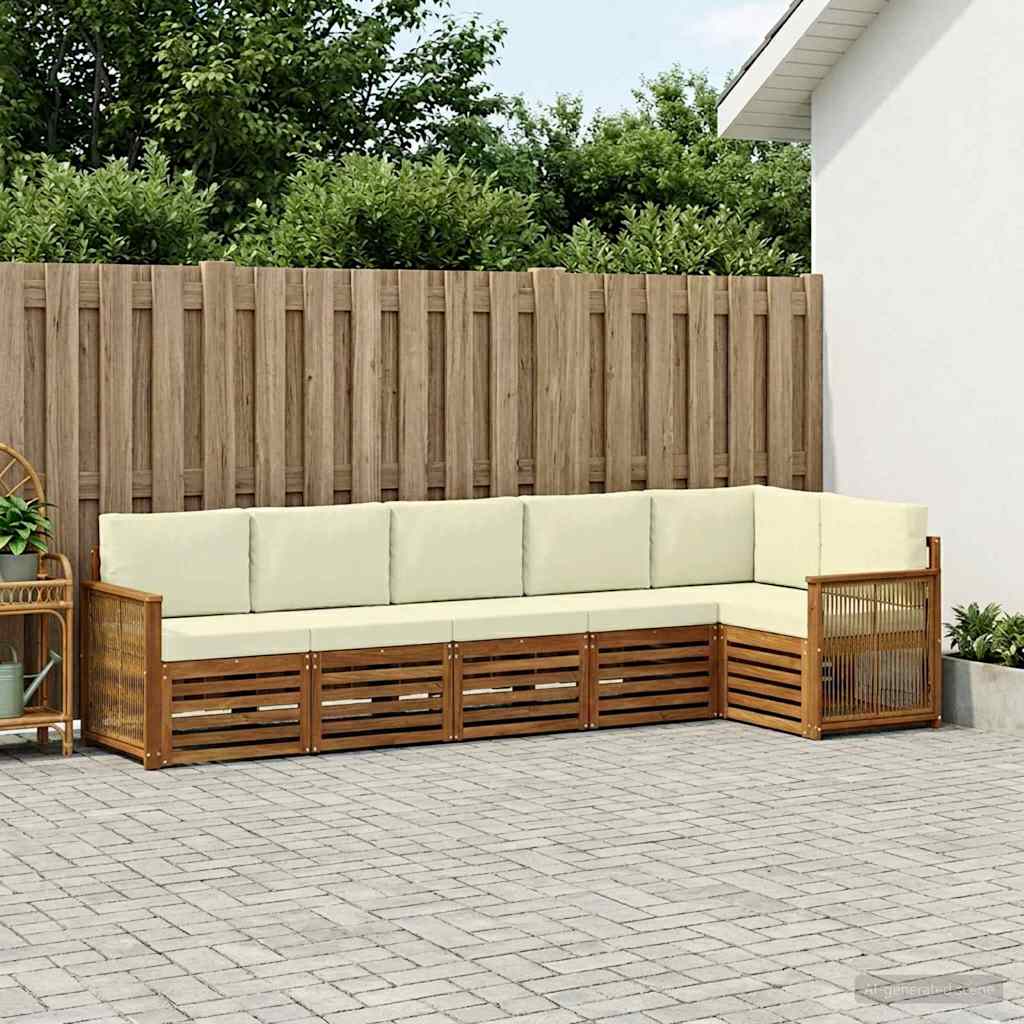 Outdoor-Sofagarnitur 5 stk. Natur und Creme