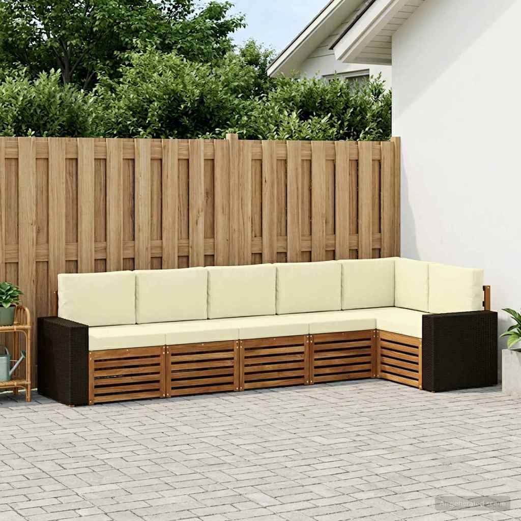 Outdoor-Sofagarnitur 6 stk. Natur und Creme Polyester