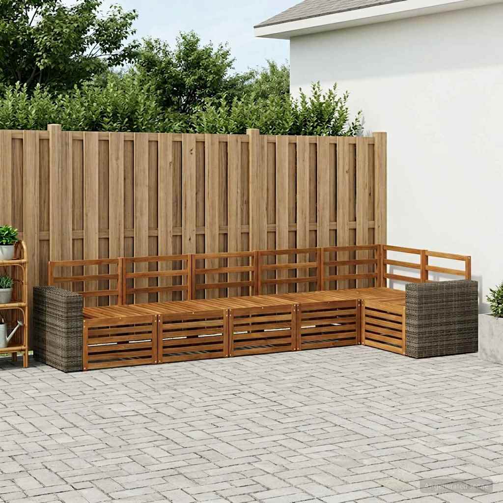 Outdoor-Sofagarnitur 6 stk. Natur Polyester