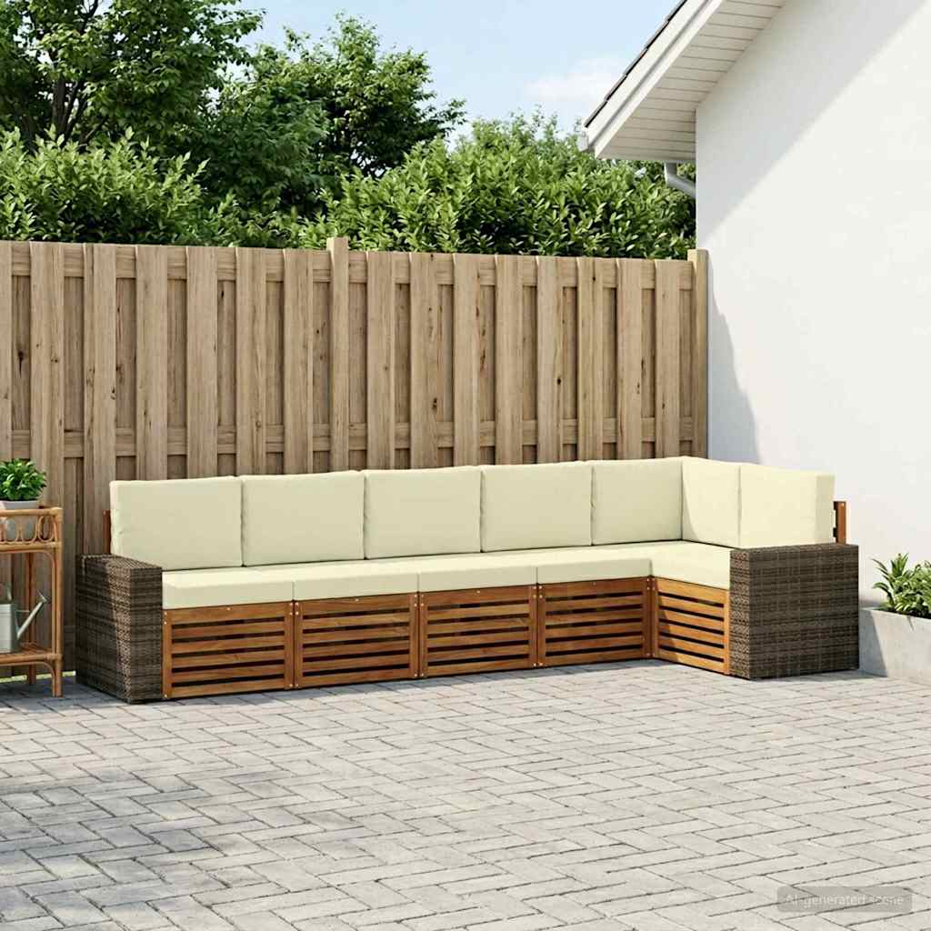 Outdoor-Sofagarnitur 6 stk. Natur und Creme Polyester