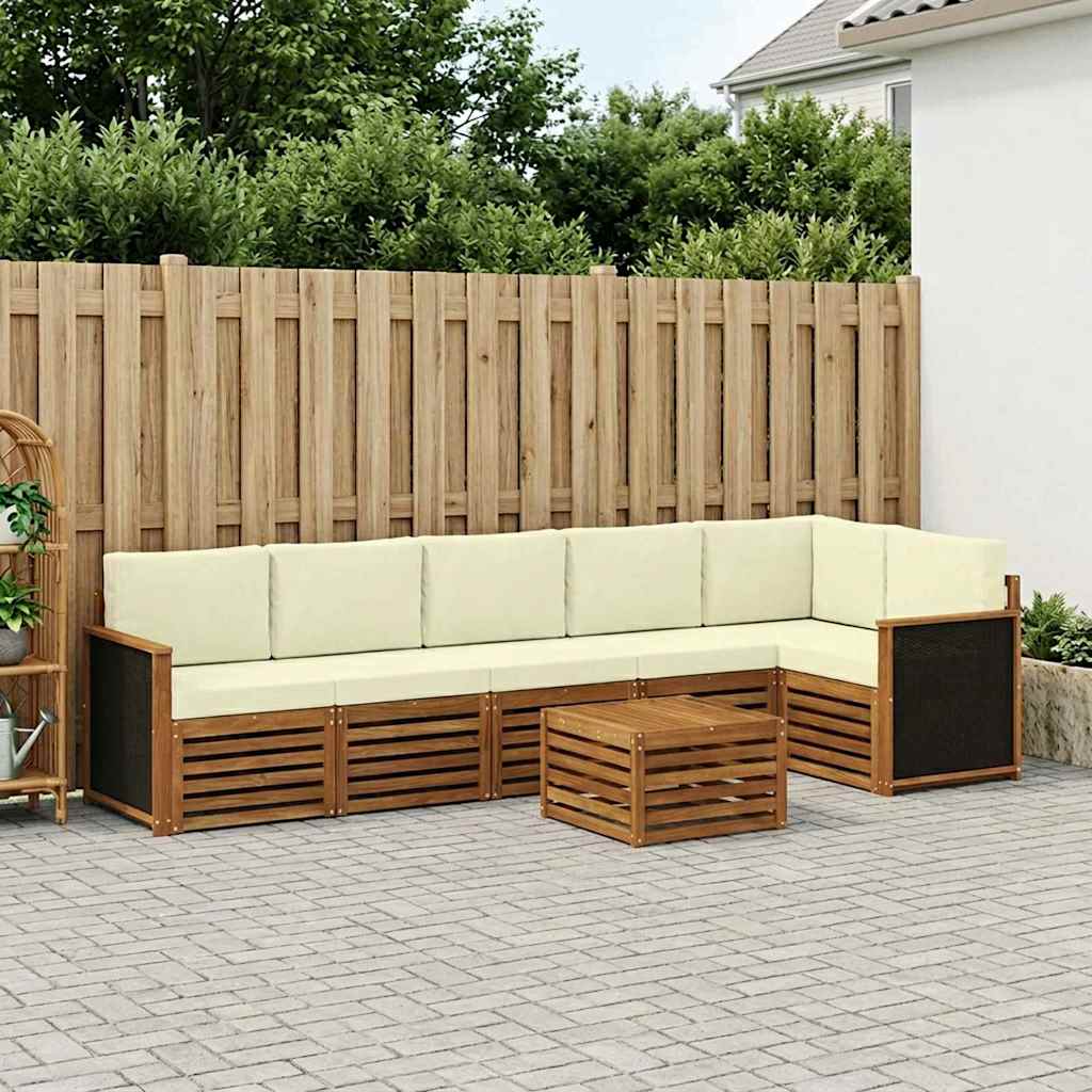 Outdoor-Sofagarnitur 6 stk. Natur und Creme