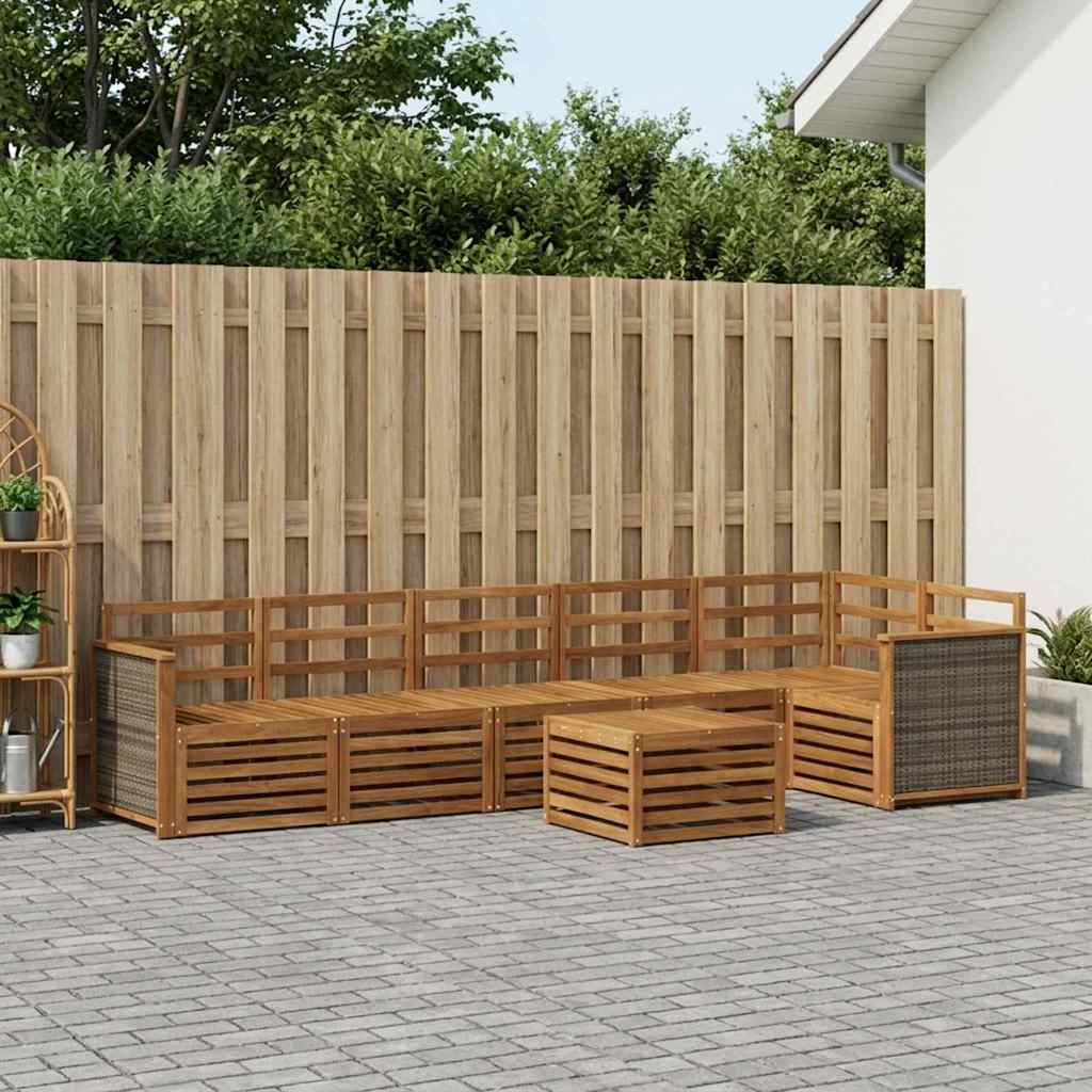 Outdoor-Sofagarnitur 6 stk. Natur Massivholz Akazie
