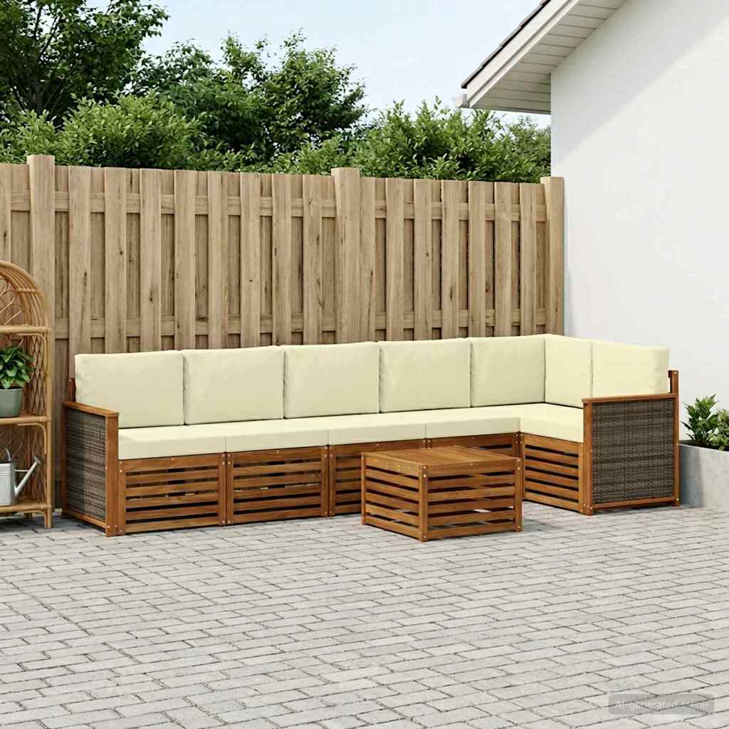 Outdoor-Sofagarnitur 6 stk. Natur und Creme