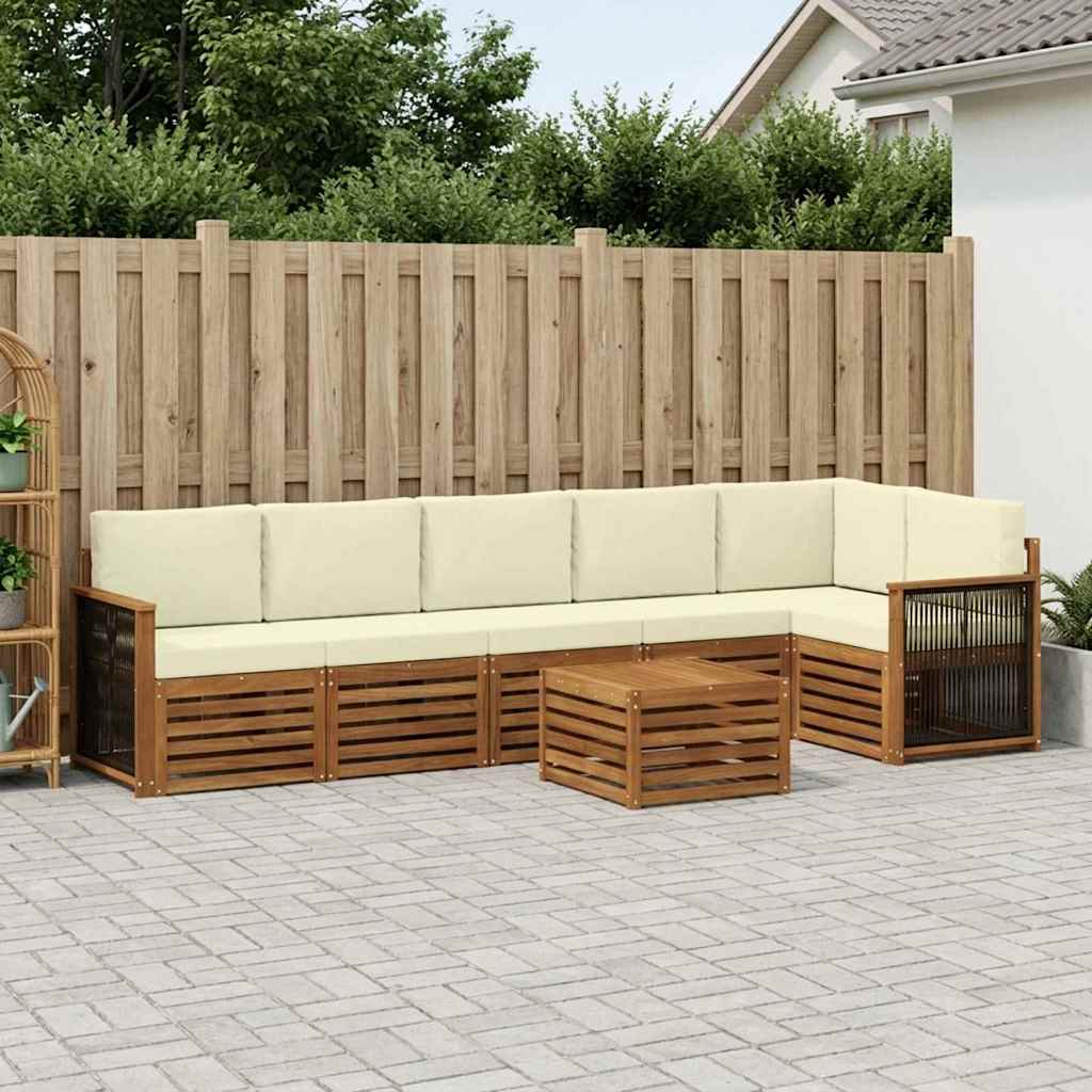 Outdoor-Sofagarnitur 6 stk. Natur und Creme