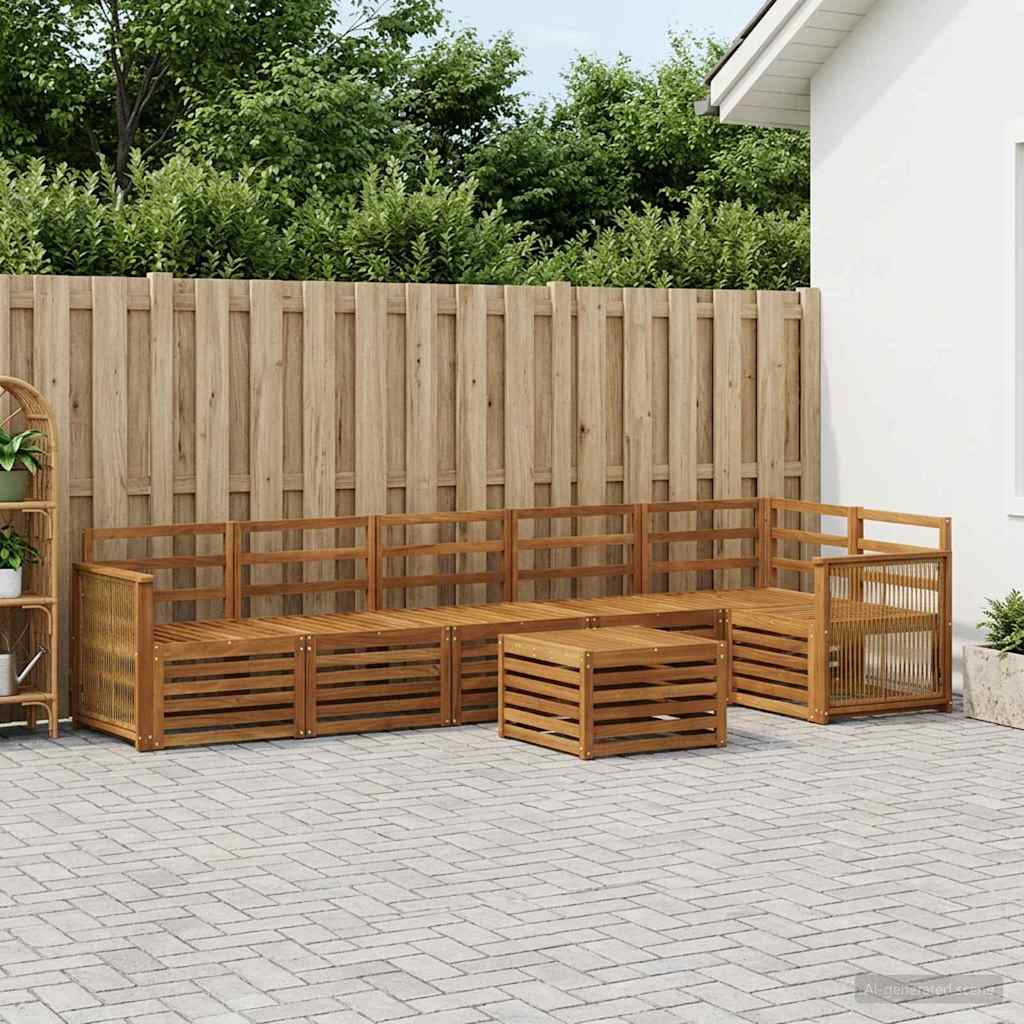 Outdoor-Sofagarnitur 6 stk. Natur Massivholz Akazie