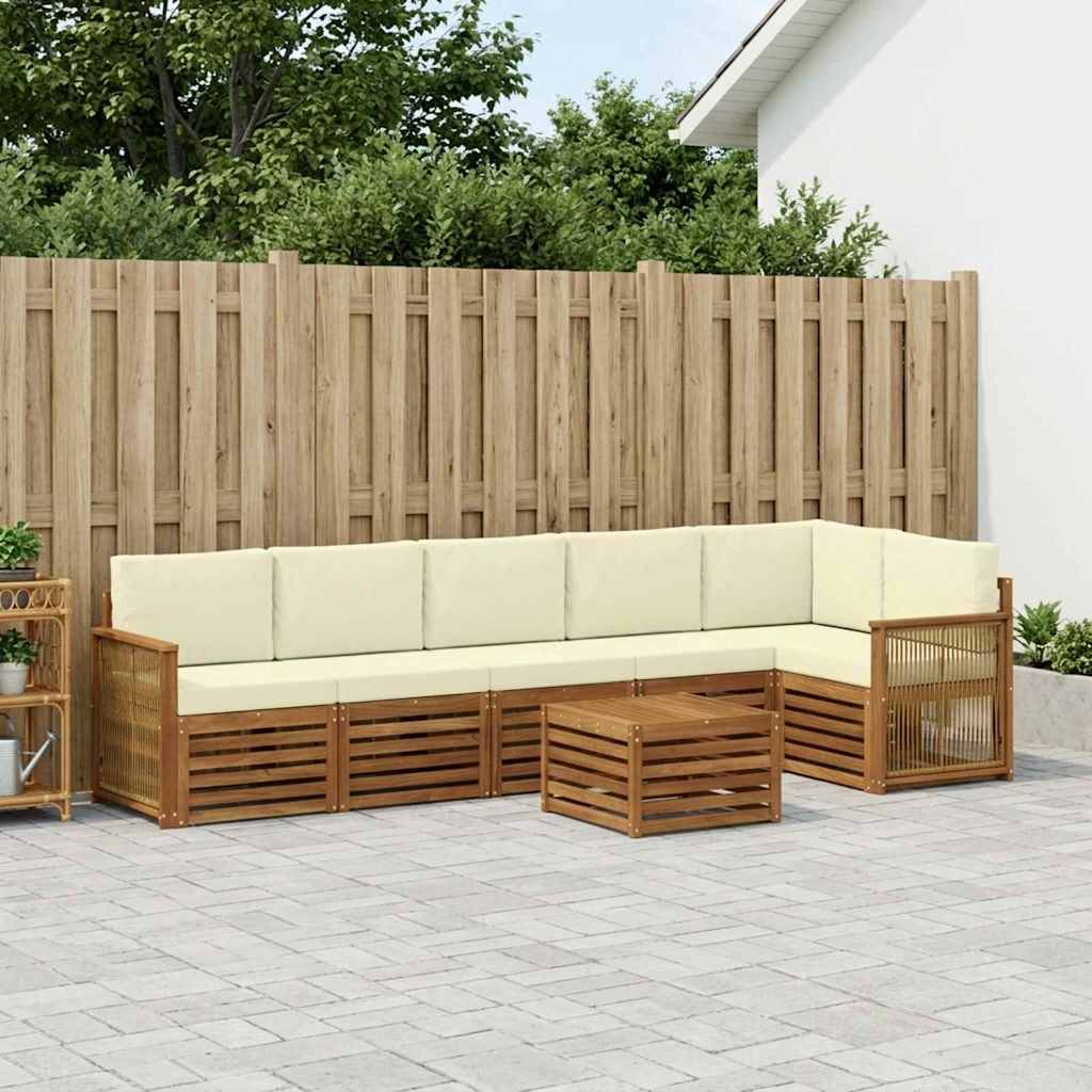 Outdoor-Sofagarnitur 6 stk. Natur und Creme