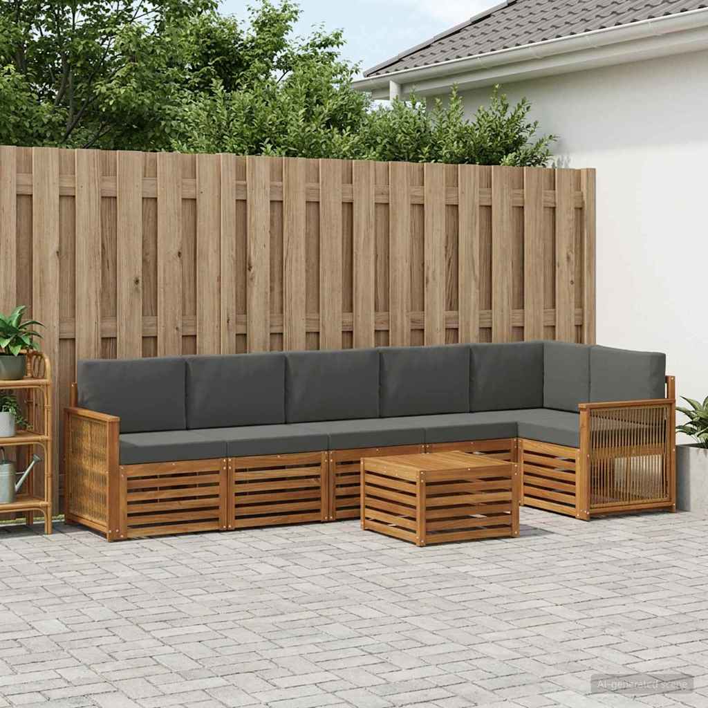 Outdoor-Sofagarnitur 6 stk. Natur und Anthrazit