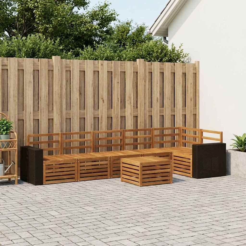 Outdoor-Sofagarnitur 7 stk. Natur Polyester