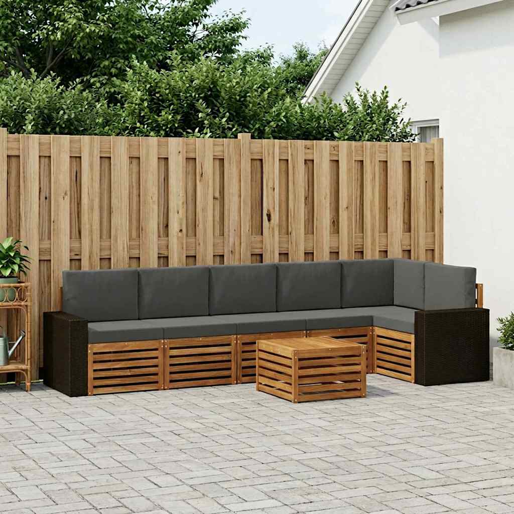 Outdoor-Sofagarnitur 7 stk. Natur und Anthrazit Polyester