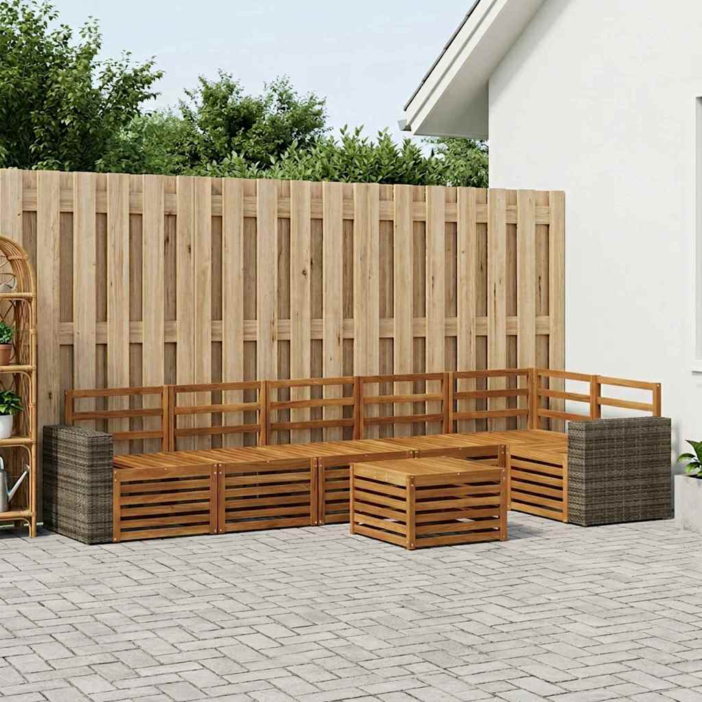 Outdoor-Sofagarnitur 7 stk. Natur Polyester