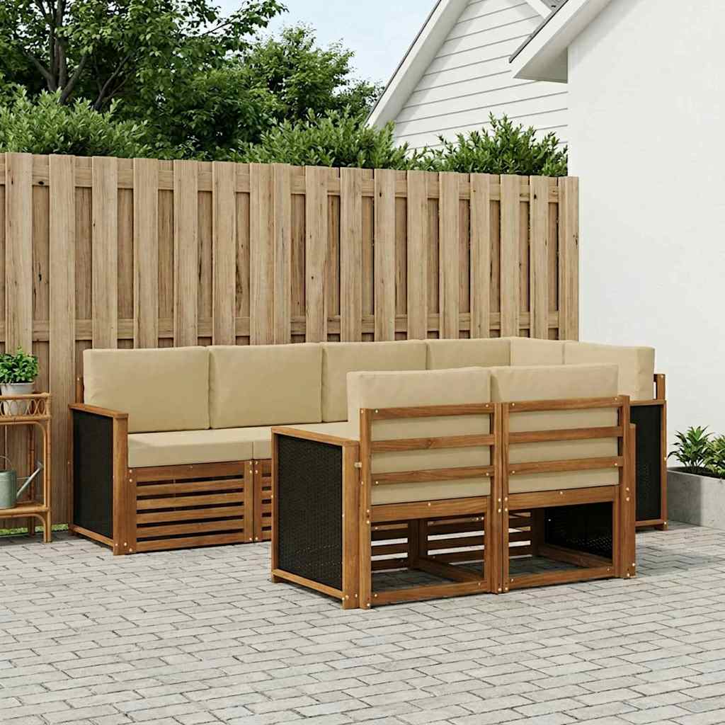 Outdoor-Sofagarnitur 6 stk. Natur