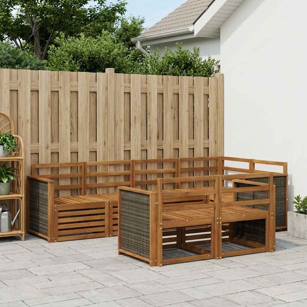 Outdoor-Sofagarnitur 6 stk. Natur Massivholz Akazie