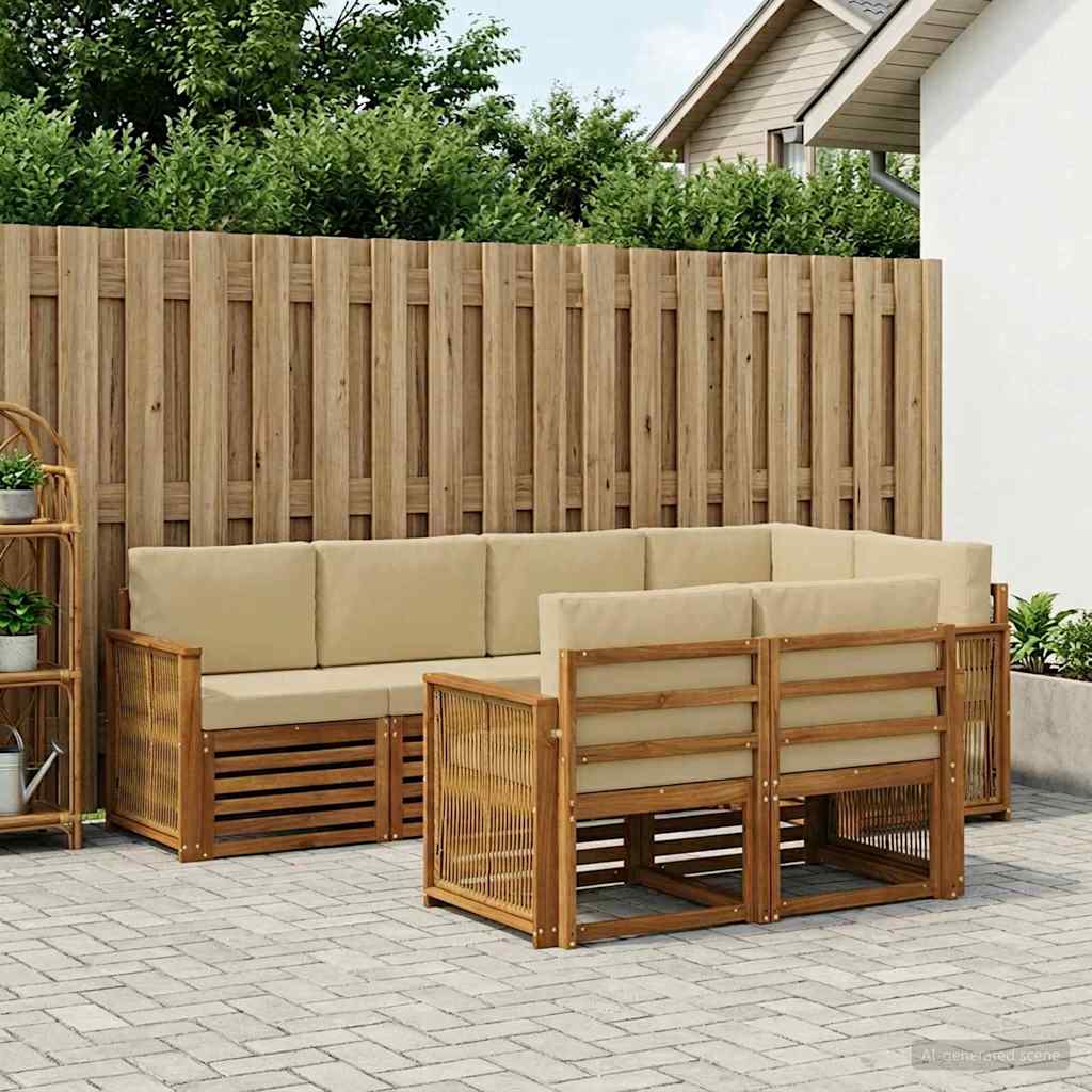 Outdoor-Sofagarnitur 6 stk. Natur