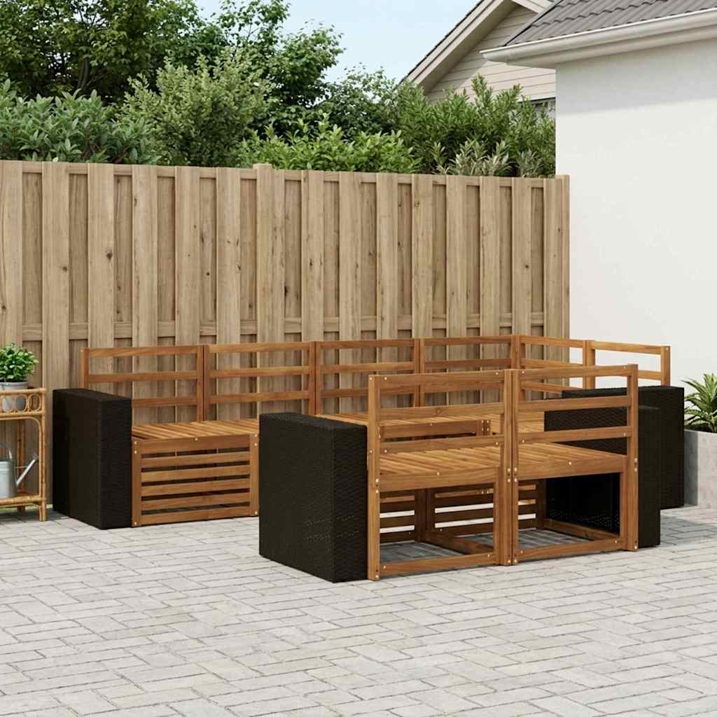 Outdoor-Sofagarnitur 7 stk. Natur Polyester