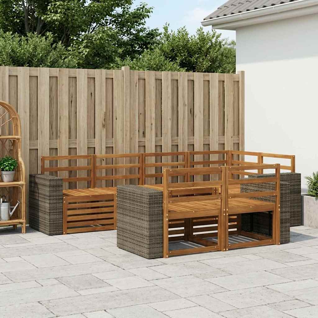 Outdoor-Sofagarnitur 7 stk. Natur Polyester