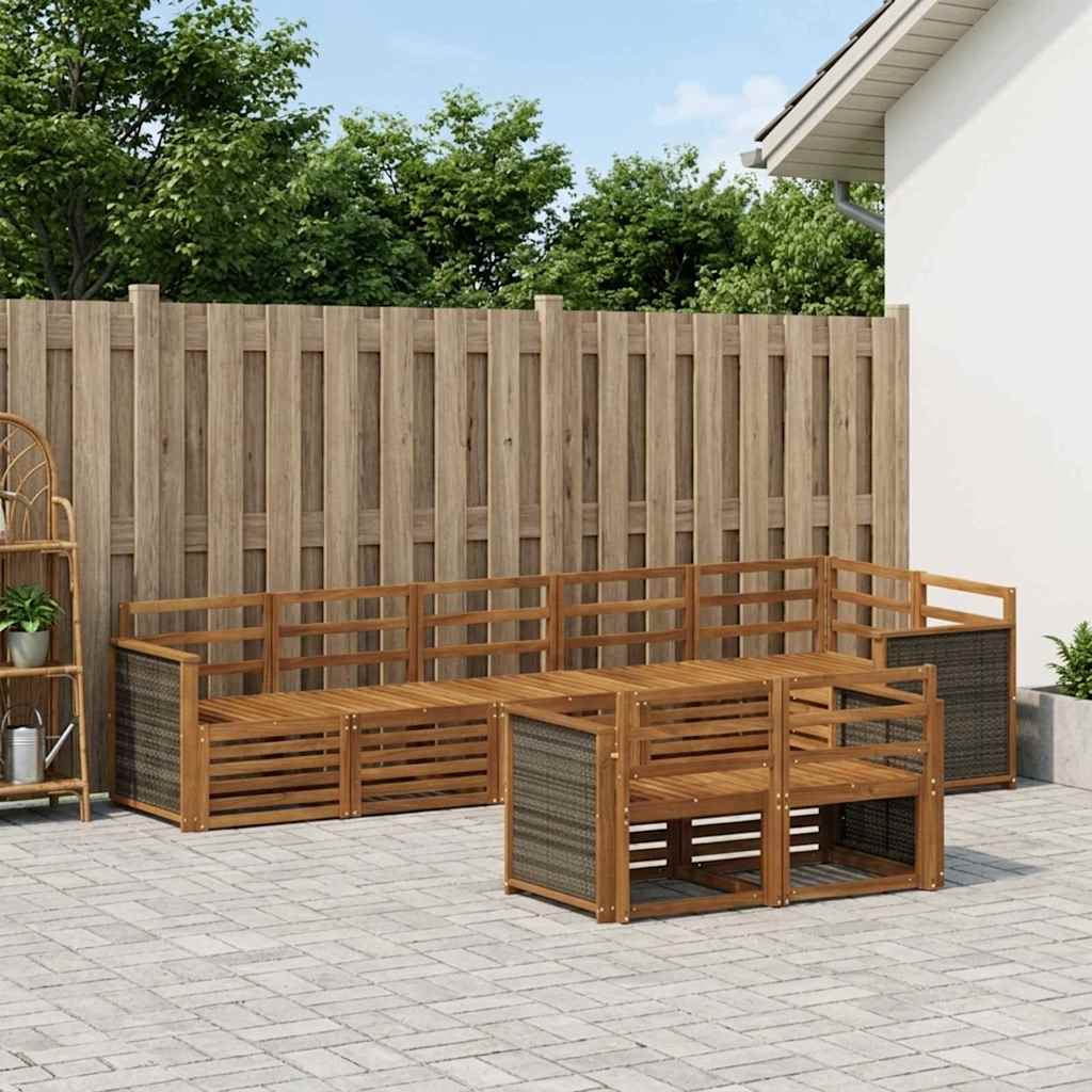 Outdoor-Sofagarnitur 7 stk. Natur Massivholz Akazie
