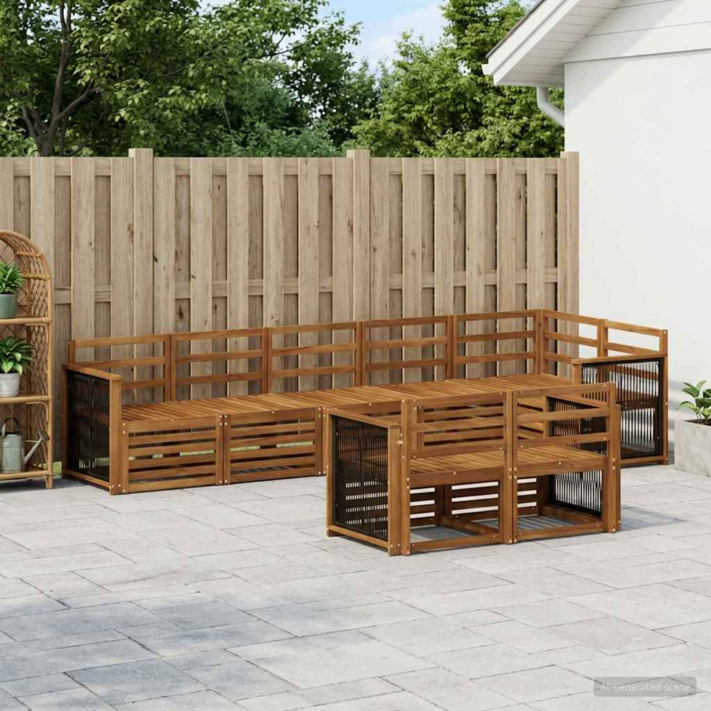 Outdoor-Sofagarnitur 7 stk. Natur Massivholz Akazie