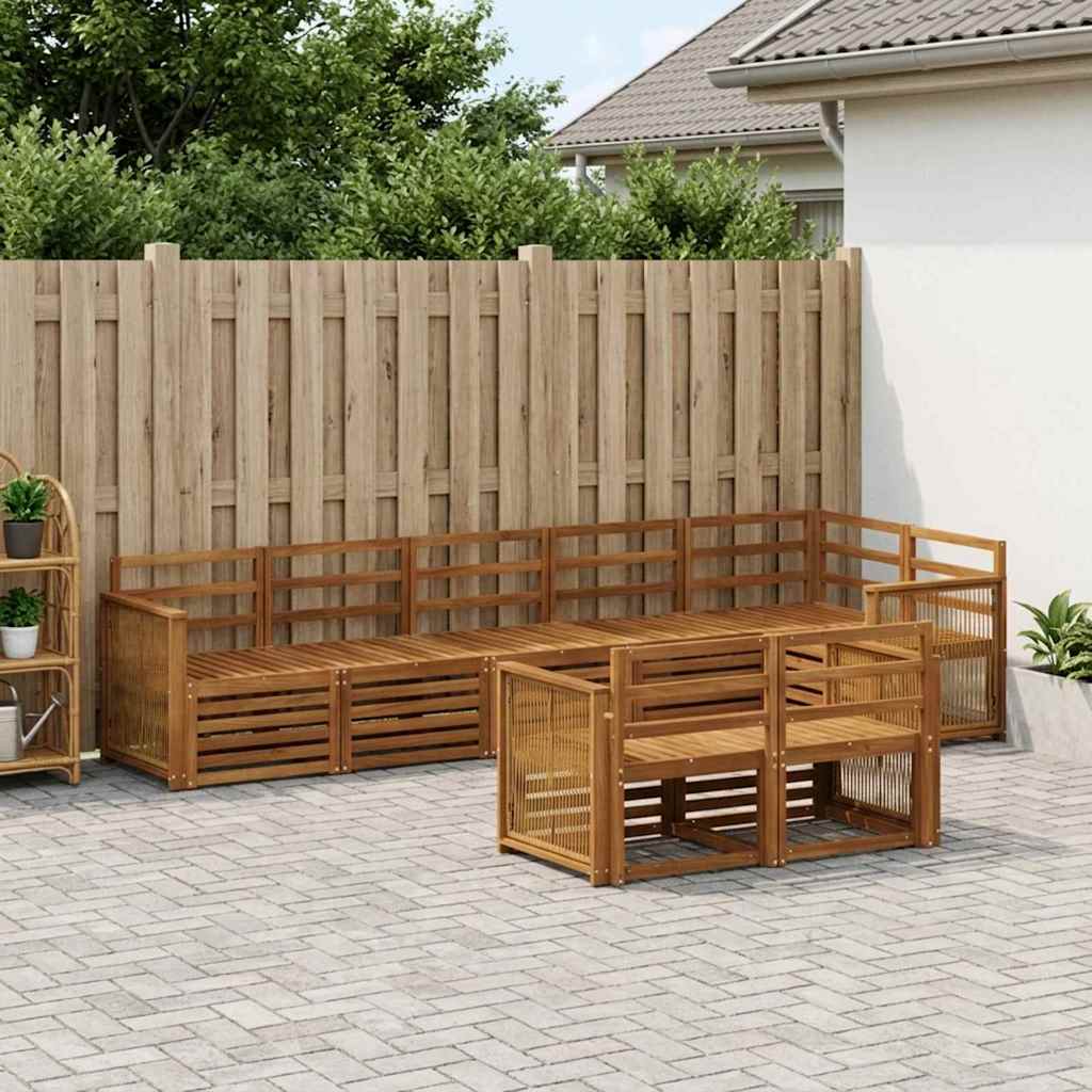 Outdoor-Sofagarnitur 7 stk. Natur Massivholz Akazie