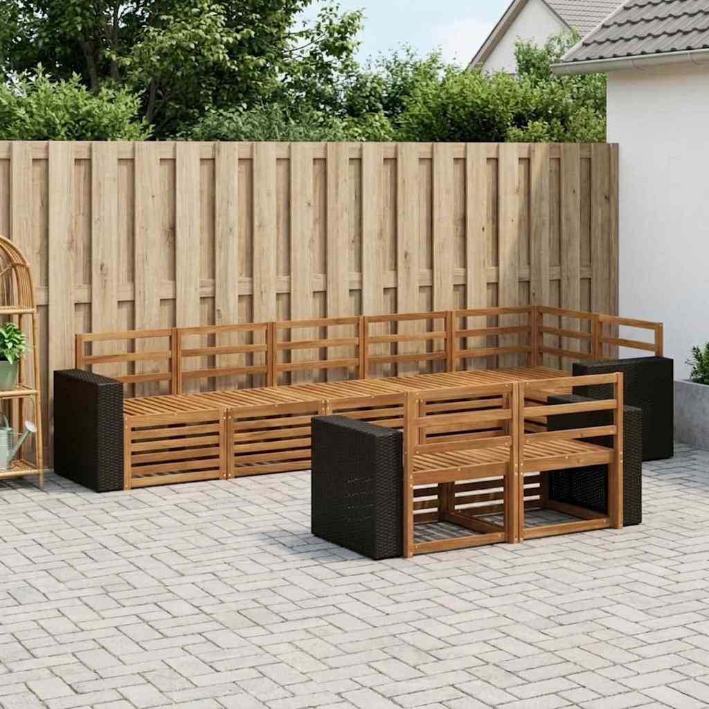 Outdoor-Sofagarnitur 8 stk. Natur Polyester