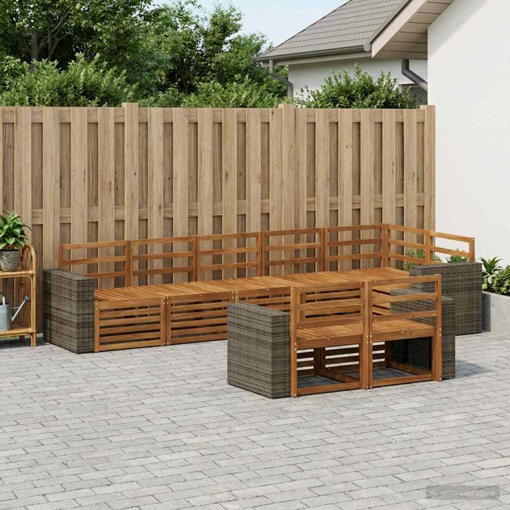 Outdoor-Sofagarnitur 8 stk. Natur Polyester