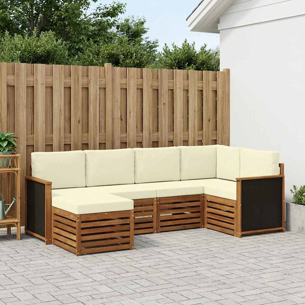 Outdoor-Sofagarnitur 5 stk. Natur und Creme