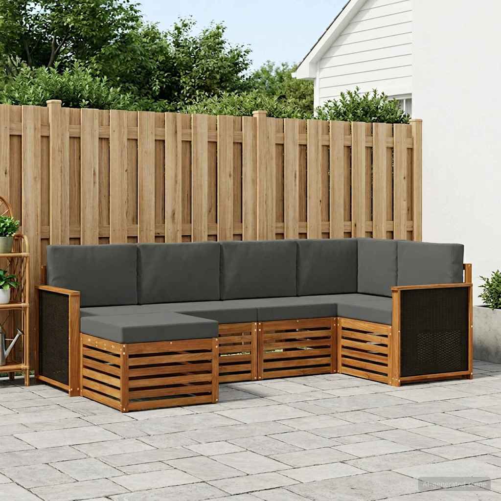 Outdoor-Sofagarnitur 5 stk. Natur und Anthrazit