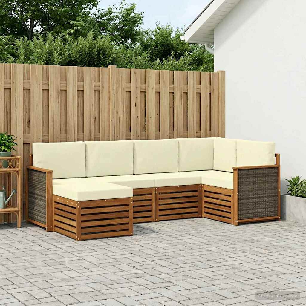 Outdoor-Sofagarnitur 5 stk. Natur und Creme