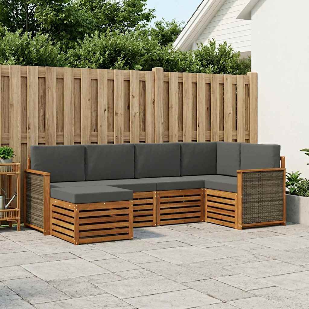 Outdoor-Sofagarnitur 5 stk. Natur und Anthrazit