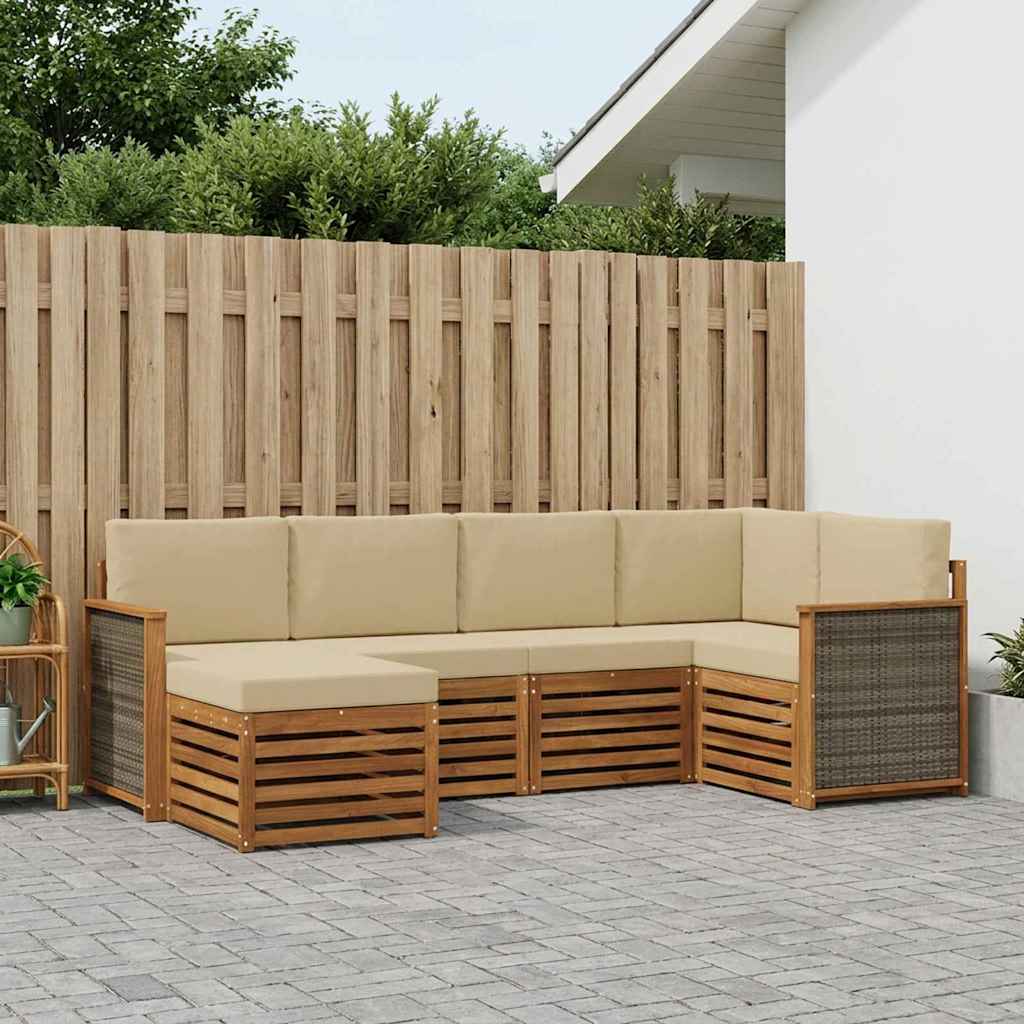 Outdoor-Sofagarnitur 5 stk. Natur