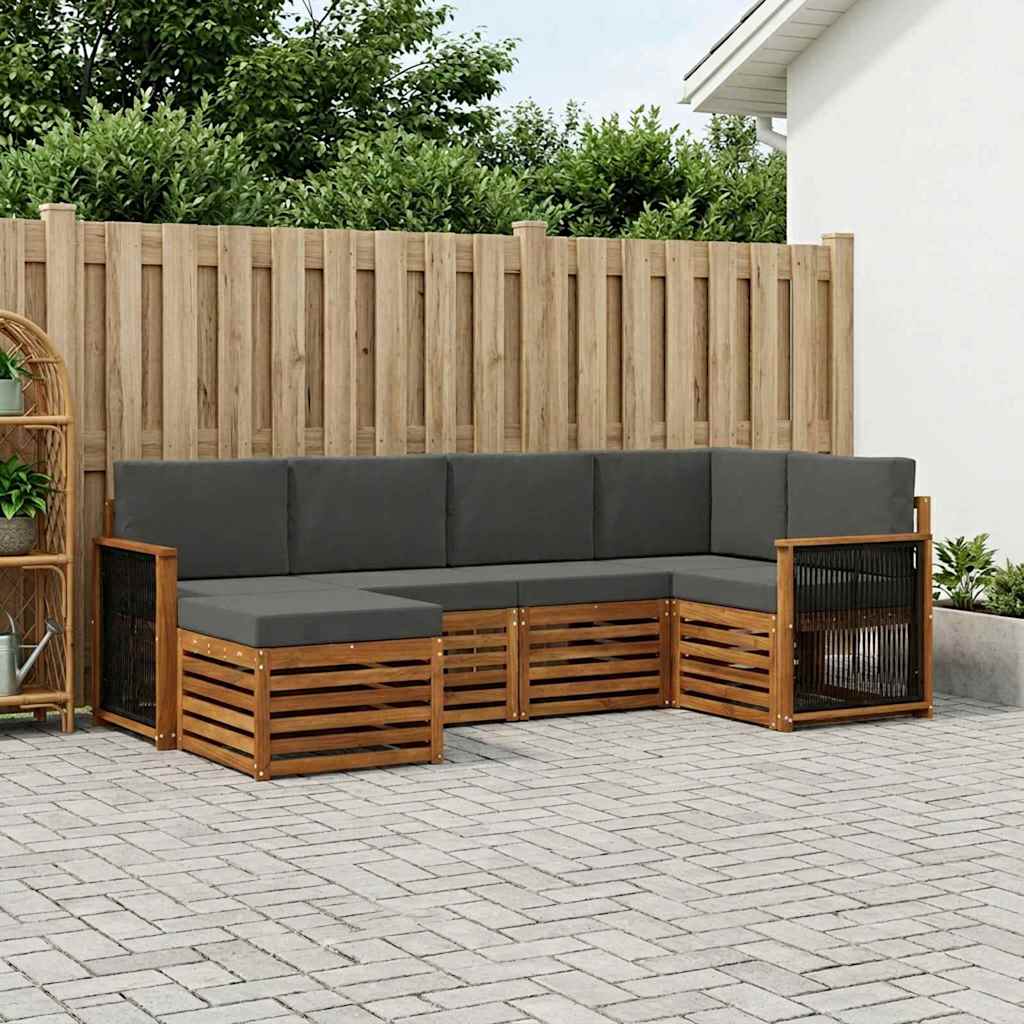 Outdoor-Sofagarnitur 5 stk. Natur und Anthrazit