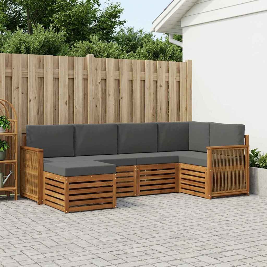 Outdoor-Sofagarnitur 5 stk. Natur und Anthrazit