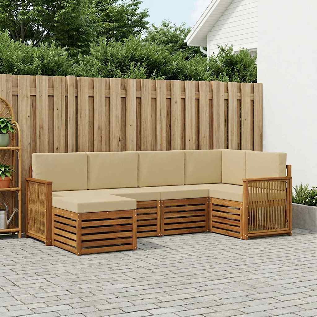Outdoor-Sofagarnitur 5 stk. Natur
